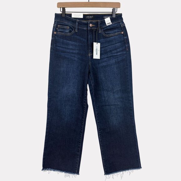 Judy Blue Denim - Judy Blue Wide Leg High Waist Jeans Womens 7/28 Dark Wash Blue Stretch